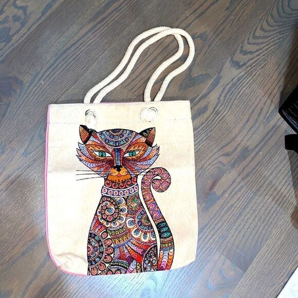 Canvas bag with cat print - Picture 1 of 5